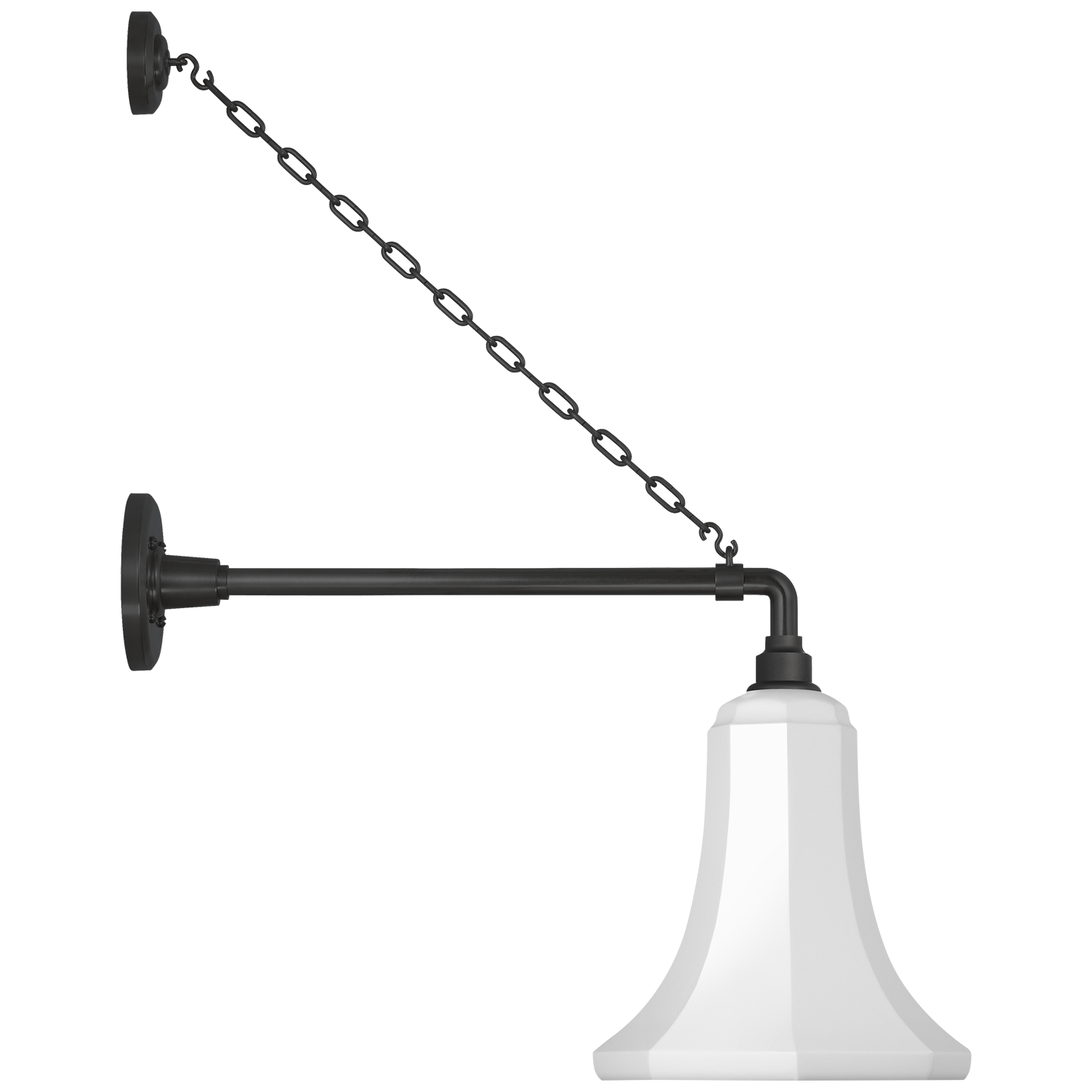 Academy 17.5" Anchored Mack Barn Light | Matte Black | 9.25 | 9.25" White Savannah Shade