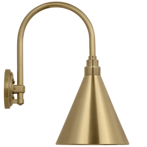 Academy 11" Arched Mack Barn Light | Hand-Rubbed Antique Brass | 9 | 9" Hand-Rubbed Antique Brass Conical Savannah Shade