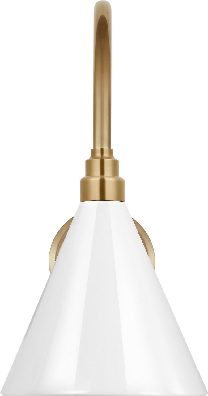 Academy 11" Arched Mack Barn Light | Hand-Rubbed Antique Brass | 9 | 9" White Conical Savannah Shade