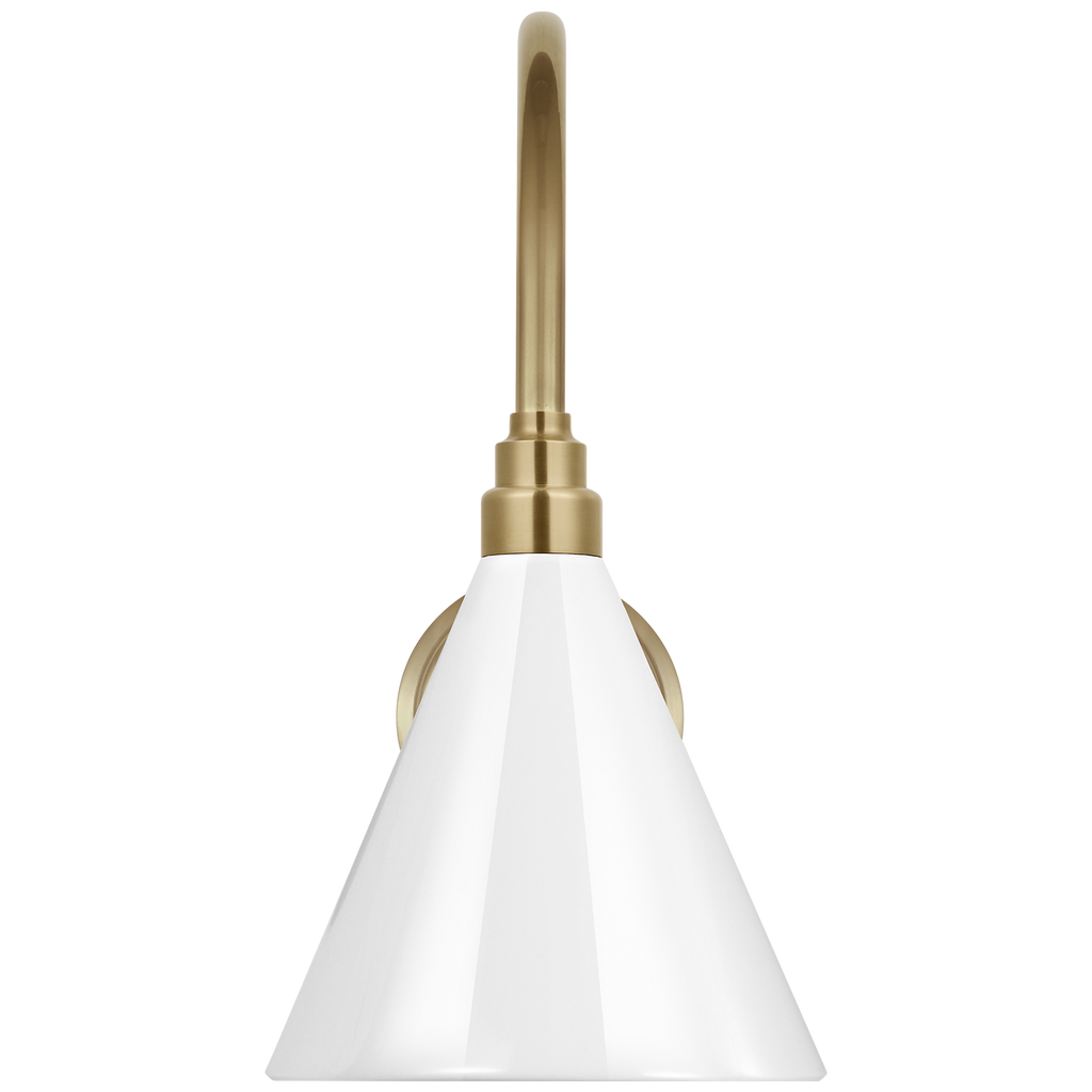 Academy 11" Arched Mack Barn Light | Hand-Rubbed Antique Brass | 9 | 9" White Conical Savannah Shade