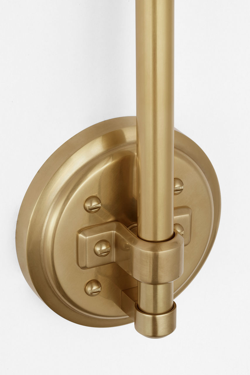 Academy 11" Arched Mack Barn Light | Hand-Rubbed Antique Brass | 12.5 | 12.5" White Bowers Shade
