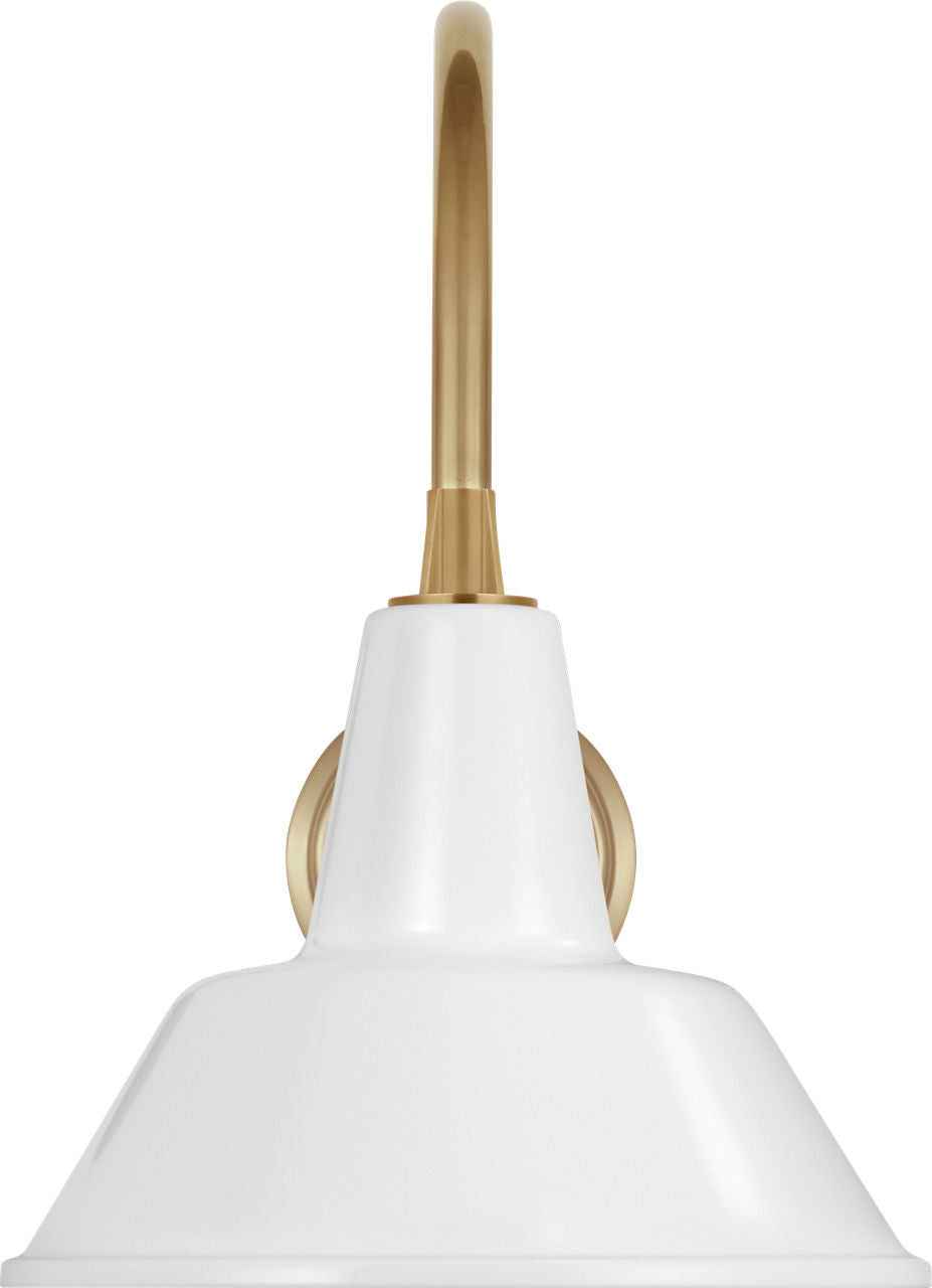 Academy 11" Arched Mack Barn Light | Hand-Rubbed Antique Brass | 12.5 | 12.5" White Bowers Shade