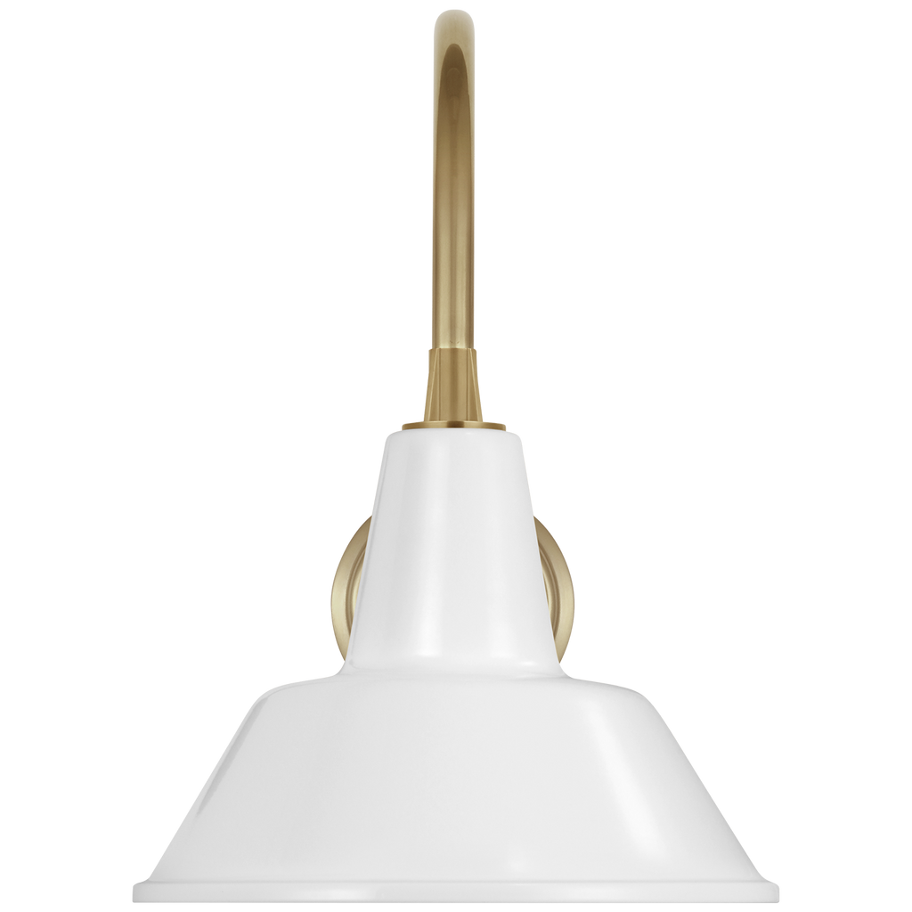 Academy 11" Arched Mack Barn Light | Hand-Rubbed Antique Brass | 12.5 | 12.5" White Bowers Shade