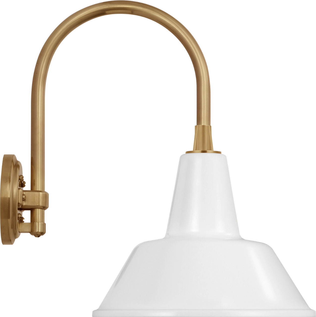 Academy 11" Arched Mack Barn Light | Hand-Rubbed Antique Brass | 12.5 | 12.5" White Bowers Shade