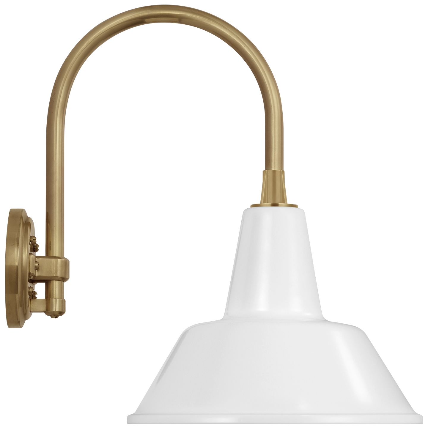 Academy 11" Arched Mack Barn Light | Hand-Rubbed Antique Brass | 12.5 | 12.5" White Bowers Shade