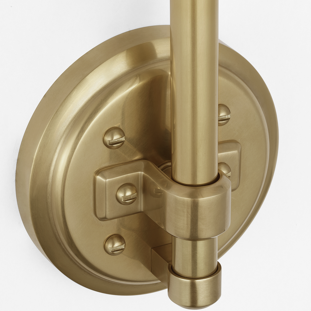 Academy 11" Arched Mack Barn Light | Hand-Rubbed Antique Brass | 12.5 | 12.5" White Tilted Tilted Bowers Shade