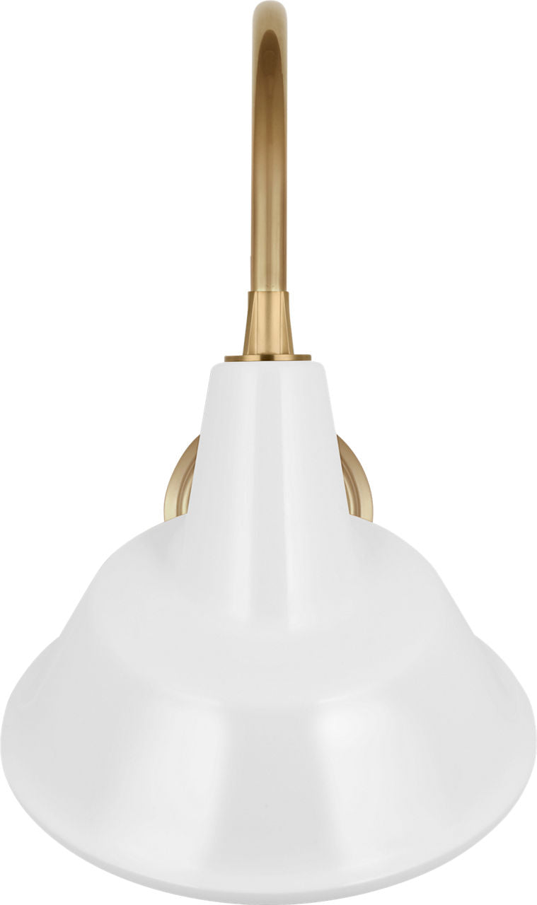 Academy 11" Arched Mack Barn Light | Hand-Rubbed Antique Brass | 12.5 | 12.5" White Tilted Tilted Bowers Shade
