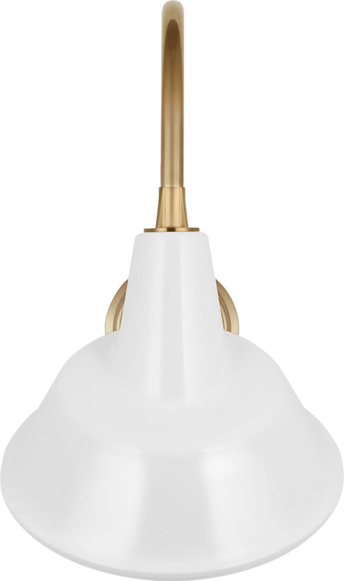 Academy 11" Arched Mack Barn Light | Hand-Rubbed Antique Brass | 12.5 | 12.5" White Tilted Tilted Bowers Shade