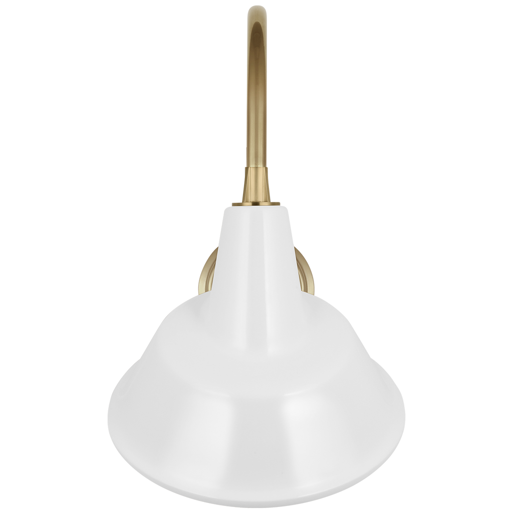 Academy 11" Arched Mack Barn Light | Hand-Rubbed Antique Brass | 12.5 | 12.5" White Tilted Tilted Bowers Shade