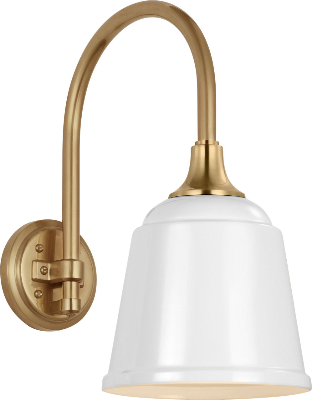 Academy 11" Arched Mack Barn Light | Hand-Rubbed Antique Brass | 8 | 8" White Rockhouse Shade