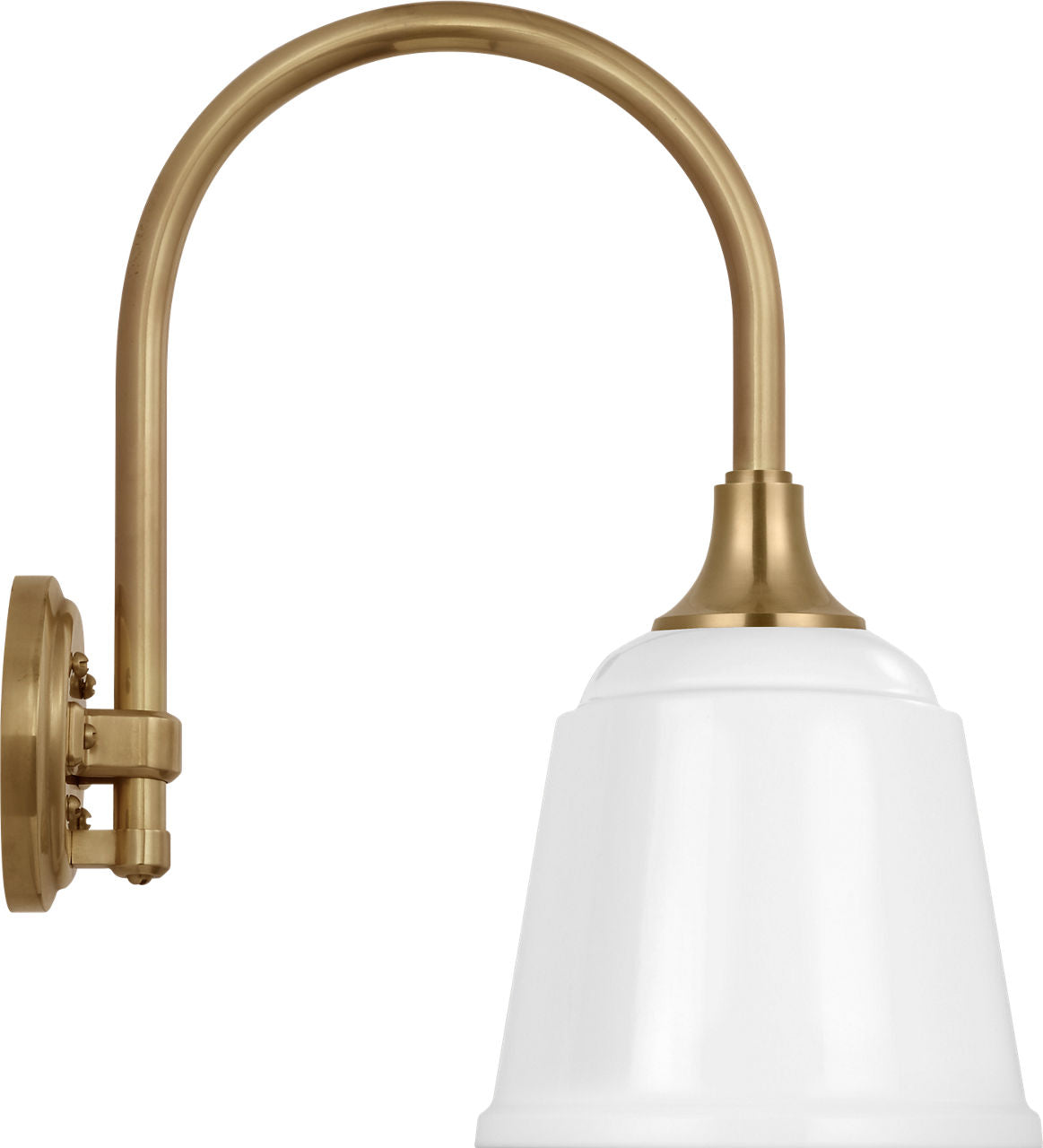 Academy 11" Arched Mack Barn Light | Hand-Rubbed Antique Brass | 8 | 8" White Rockhouse Shade