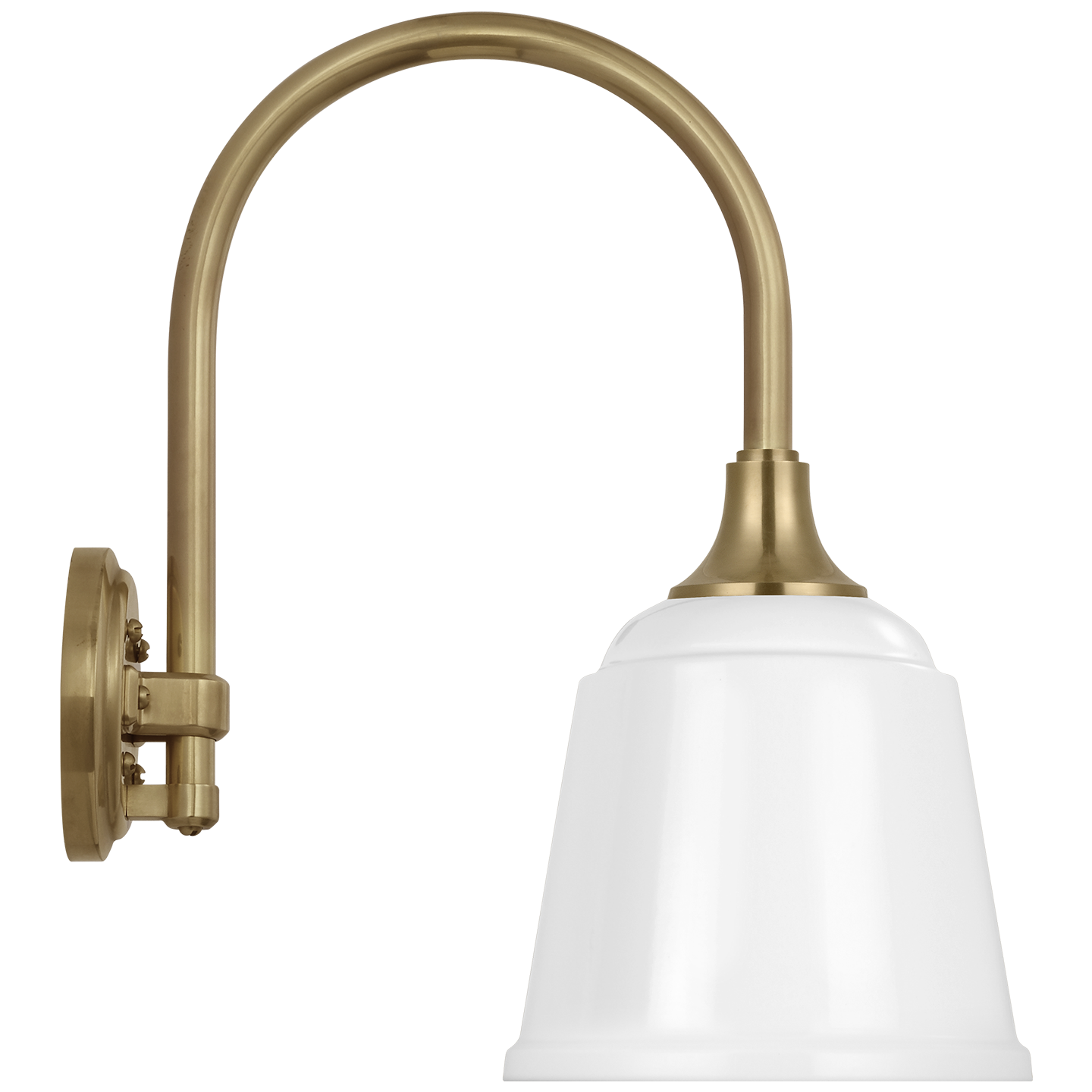 Academy 11" Arched Mack Barn Light | Hand-Rubbed Antique Brass | 8 | 8" White Rockhouse Shade