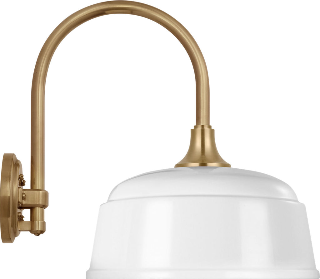 Academy 11" Arched Mack Barn Light | Hand-Rubbed Antique Brass | 12.5 | 12.5" White Rockhouse Shade
