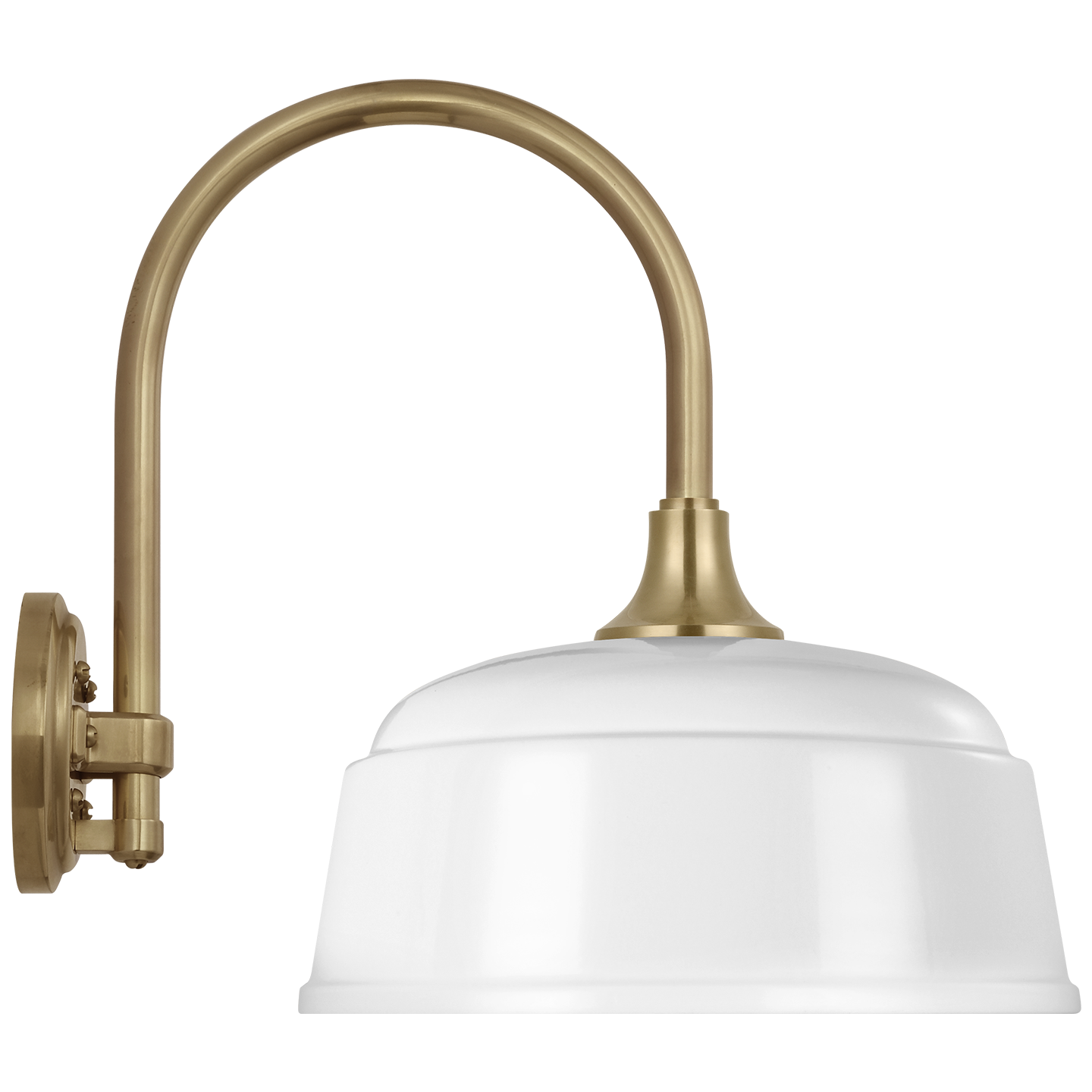 Academy 11" Arched Mack Barn Light | Hand-Rubbed Antique Brass | 12.5 | 12.5" White Rockhouse Shade