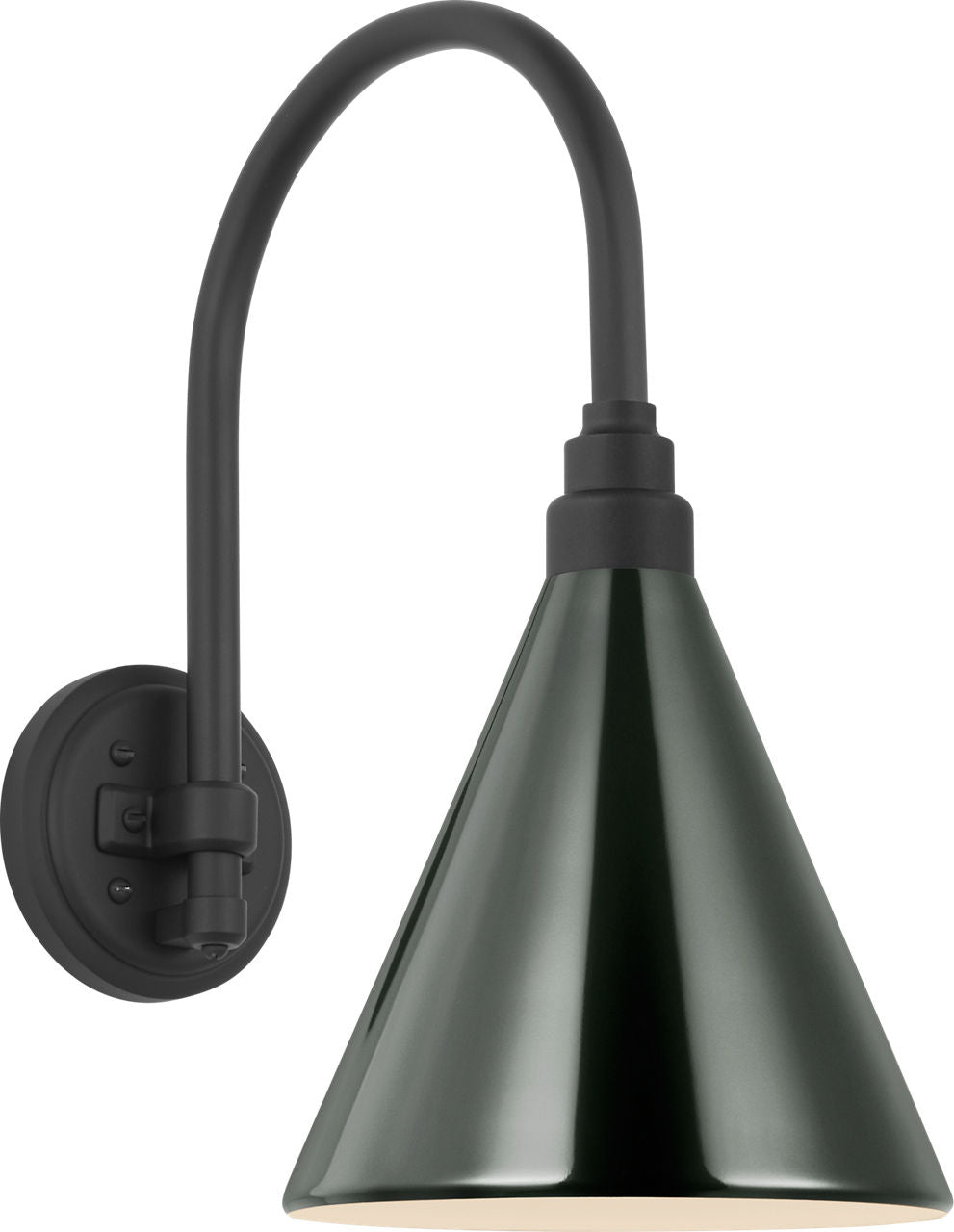 Academy 11" Arched Mack Barn Light | Matte Black | 9 | 9" Green Conical Savannah Shade