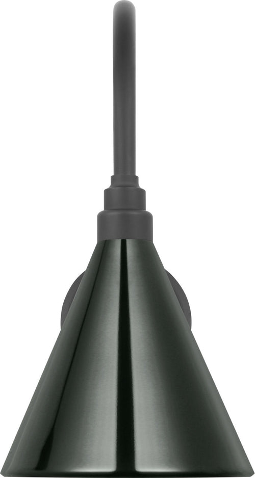 Academy 11" Arched Mack Barn Light | Matte Black | 9 | 9" Green Conical Savannah Shade