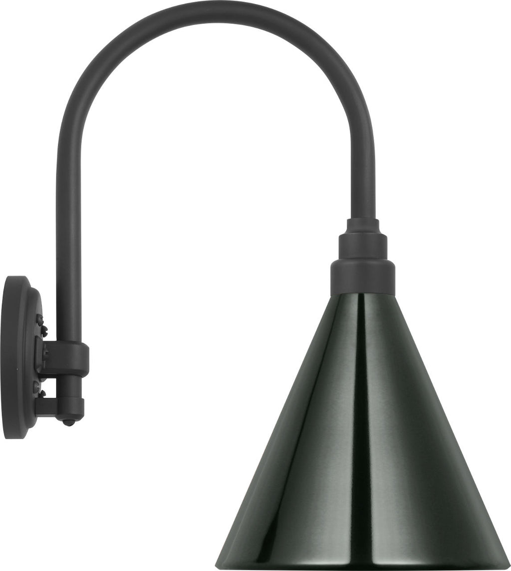 Academy 11" Arched Mack Barn Light | Matte Black | 9 | 9" Green Conical Savannah Shade