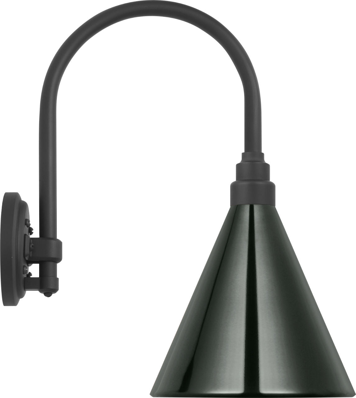 Academy 11" Arched Mack Barn Light | Matte Black | 9 | 9" Green Conical Savannah Shade