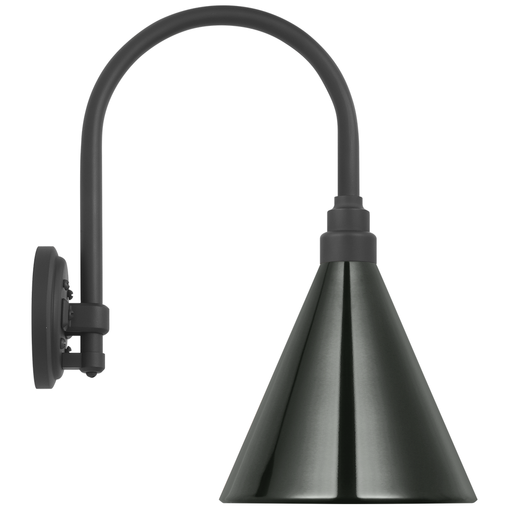 Academy 11" Arched Mack Barn Light | Matte Black | 9 | 9" Green Conical Savannah Shade