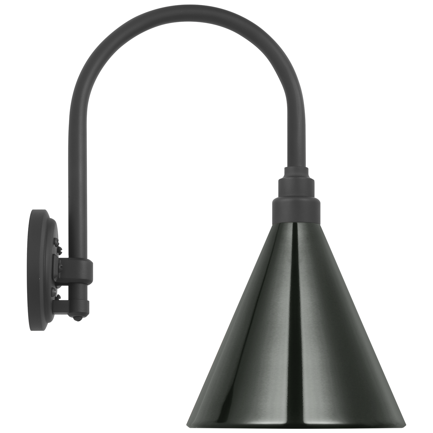 Academy 11" Arched Mack Barn Light | Matte Black | 9 | 9" Green Conical Savannah Shade