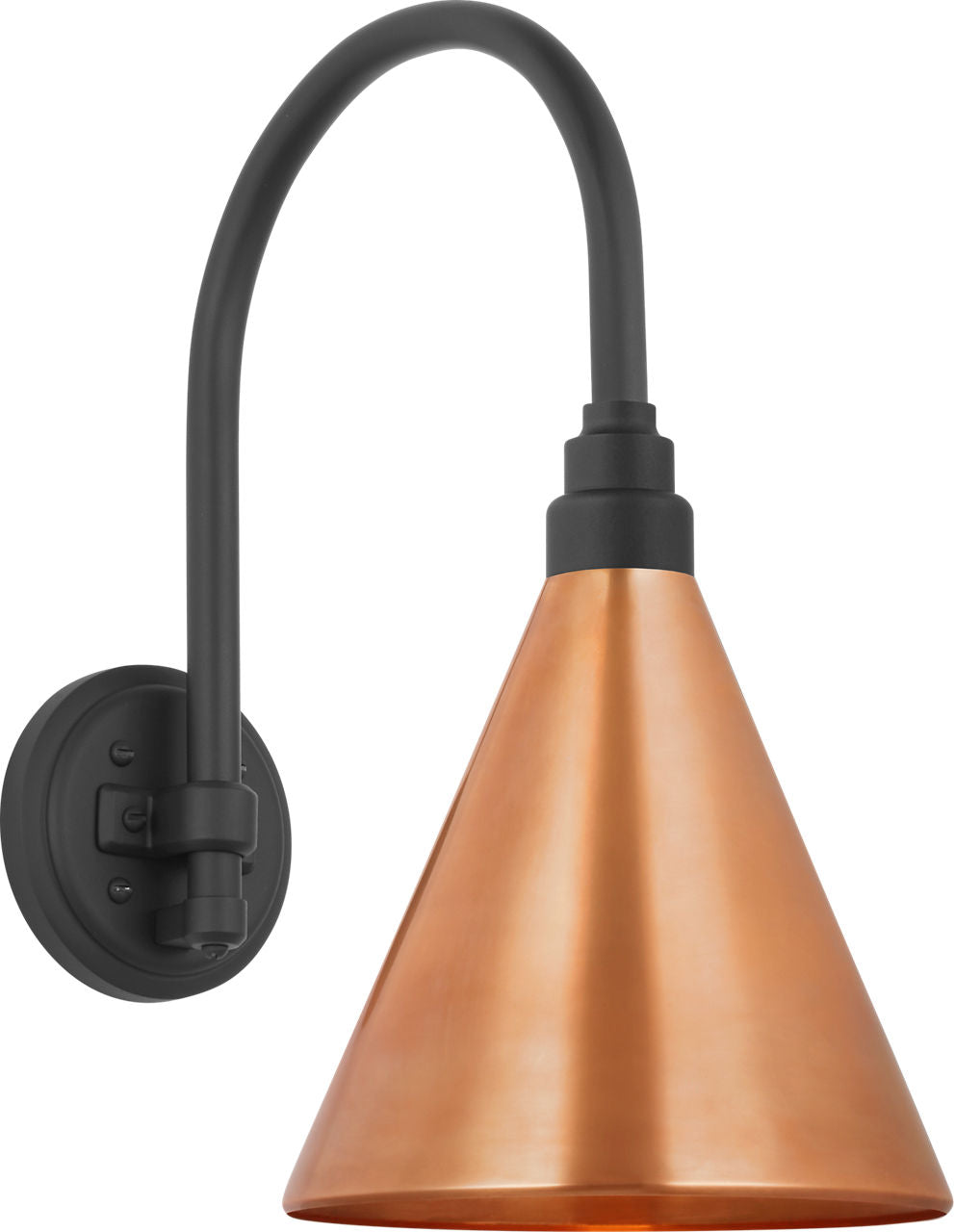 Academy 11" Arched Mack Barn Light | Matte Black | 9 | 9" Soft Copper Conical Savannah Shade