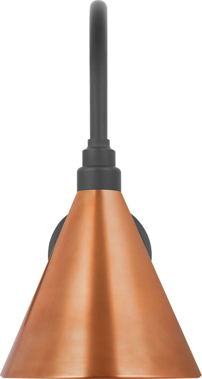 Academy 11" Arched Mack Barn Light | Matte Black | 9 | 9" Soft Copper Conical Savannah Shade
