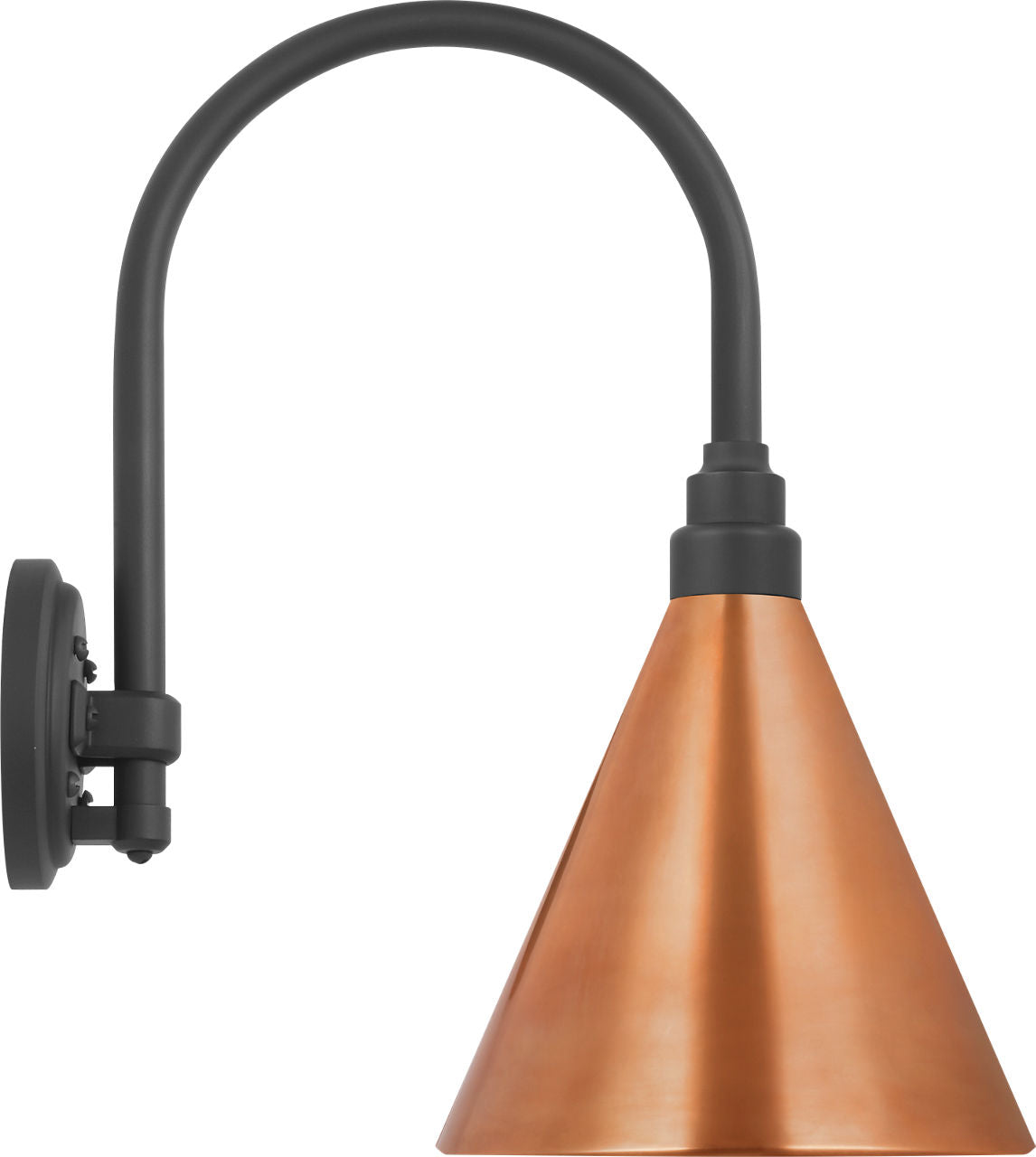 Academy 11" Arched Mack Barn Light | Matte Black | 9 | 9" Soft Copper Conical Savannah Shade