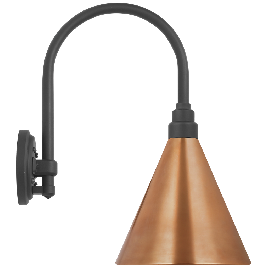 Academy 11" Arched Mack Barn Light | Matte Black | 9 | 9" Soft Copper Conical Savannah Shade