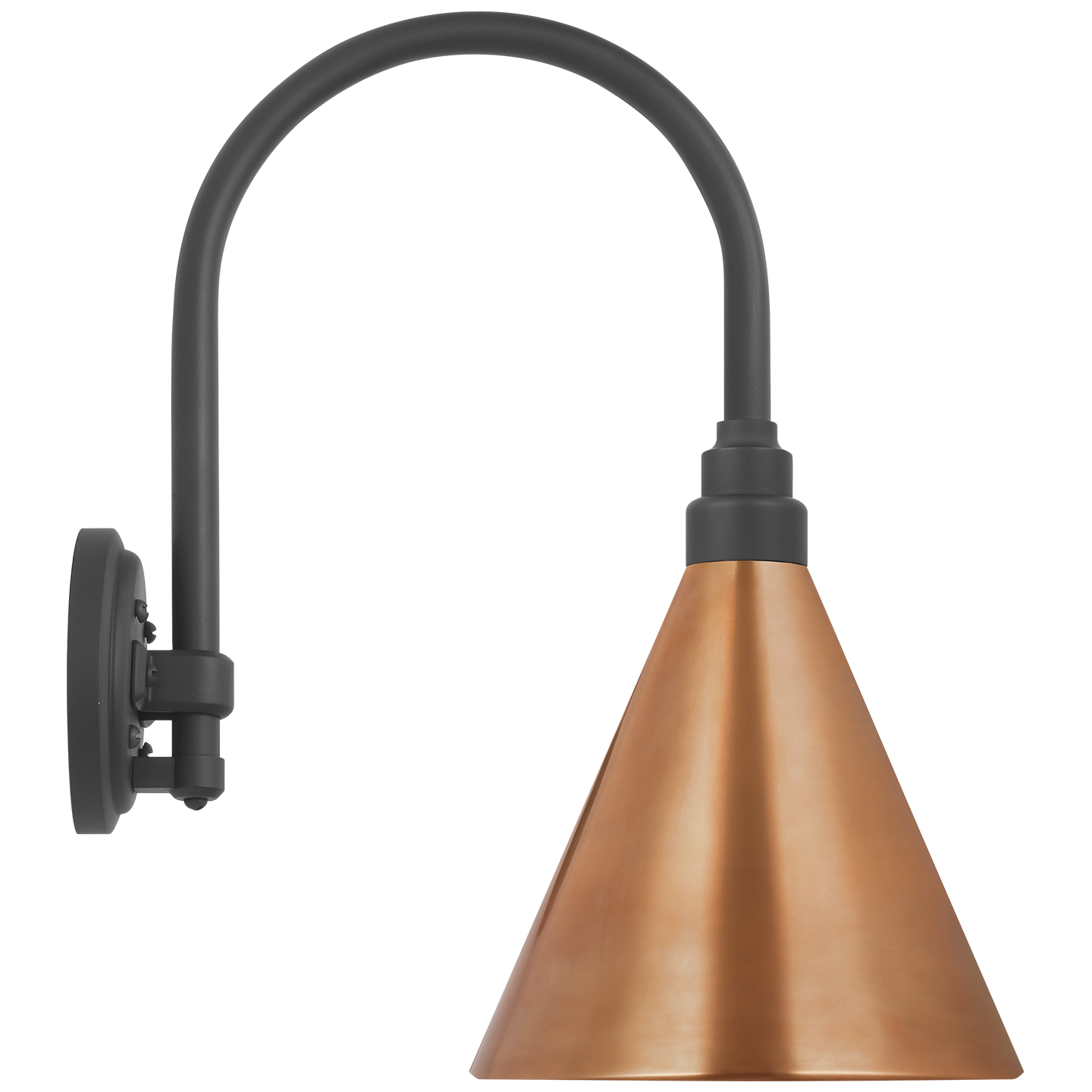 Academy 11" Arched Mack Barn Light | Matte Black | 9 | 9" Soft Copper Conical Savannah Shade