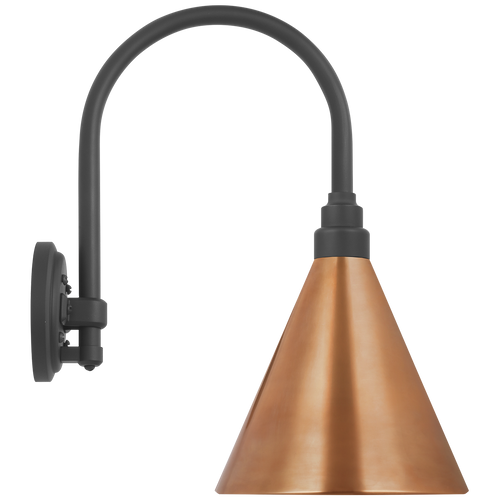 Academy 11" Arched Mack Barn Light | Matte Black | 9 | 9" Soft Copper Conical Savannah Shade