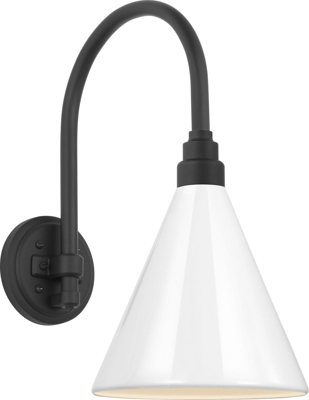 Academy 11" Arched Mack Barn Light | Matte Black | 9 | 9" White Conical Savannah Shade