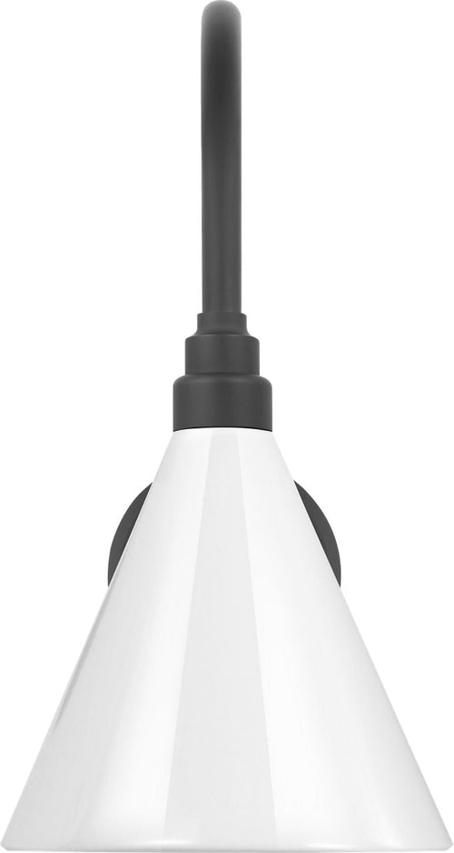 Academy 11" Arched Mack Barn Light | Matte Black | 9 | 9" White Conical Savannah Shade