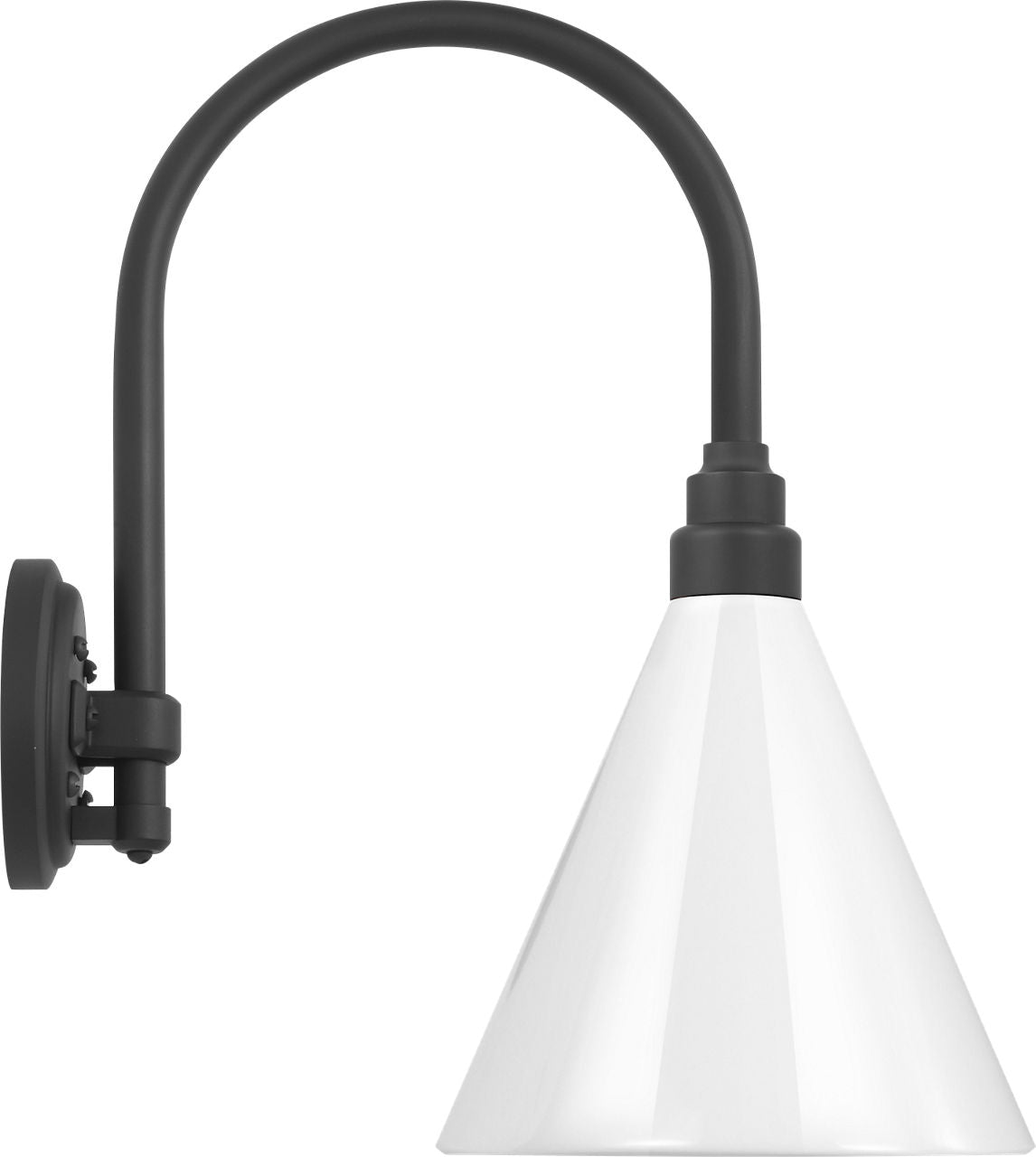 Academy 11" Arched Mack Barn Light | Matte Black | 9 | 9" White Conical Savannah Shade