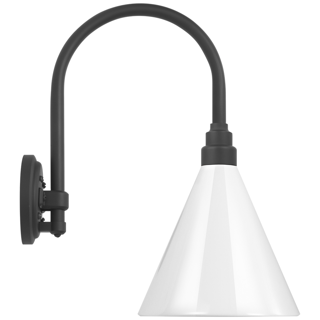 Academy 11" Arched Mack Barn Light | Matte Black | 9 | 9" White Conical Savannah Shade