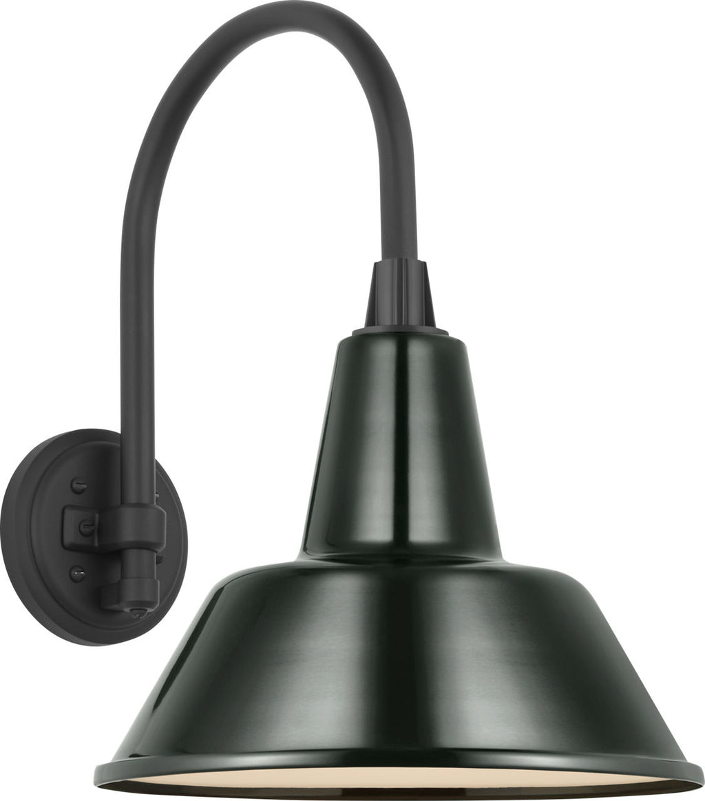 Academy 11" Arched Mack Barn Light | Matte Black | 12.5 | 12.5" Green Bowers Shade