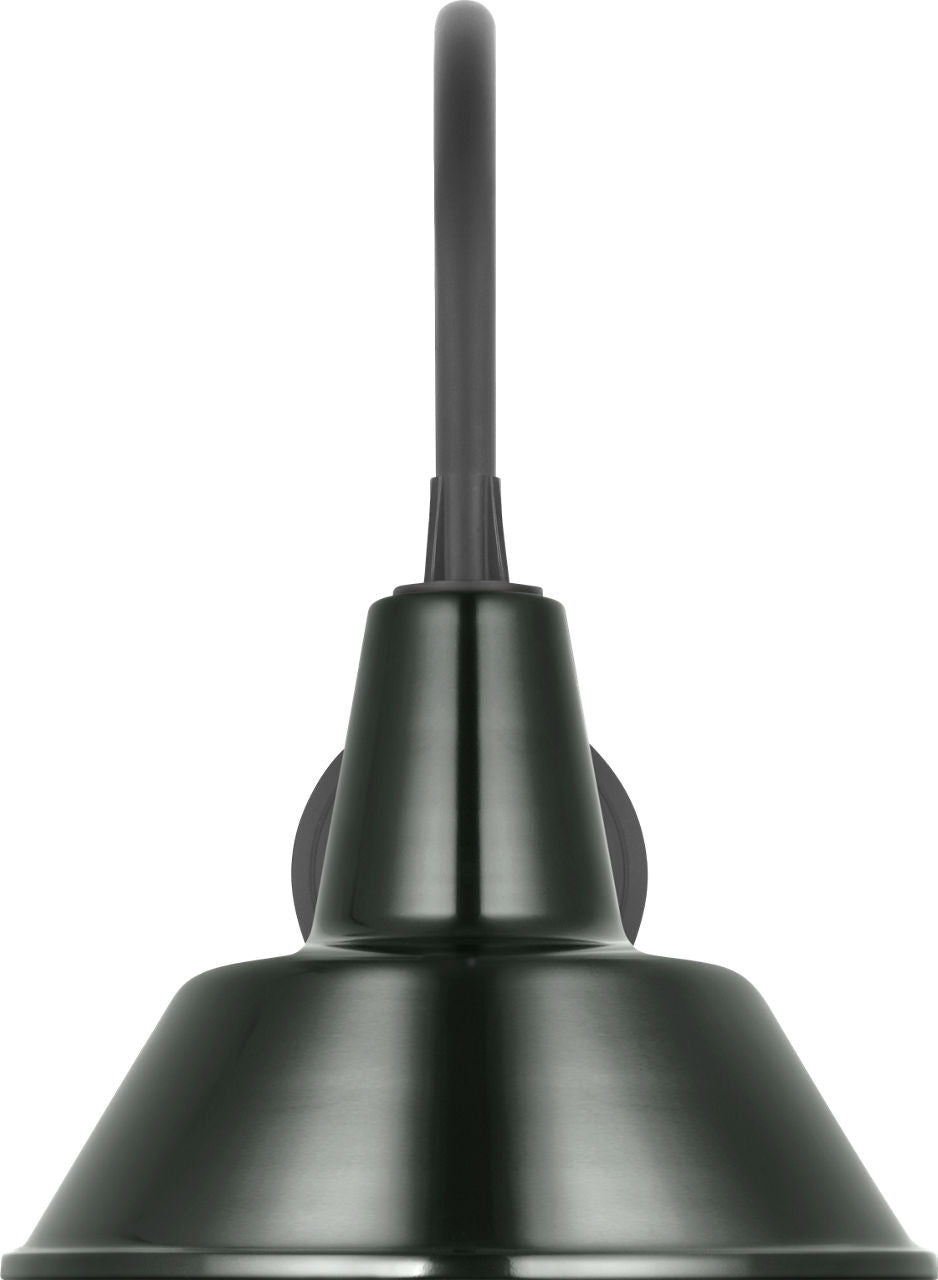 Academy 11" Arched Mack Barn Light | Matte Black | 12.5 | 12.5" Green Bowers Shade