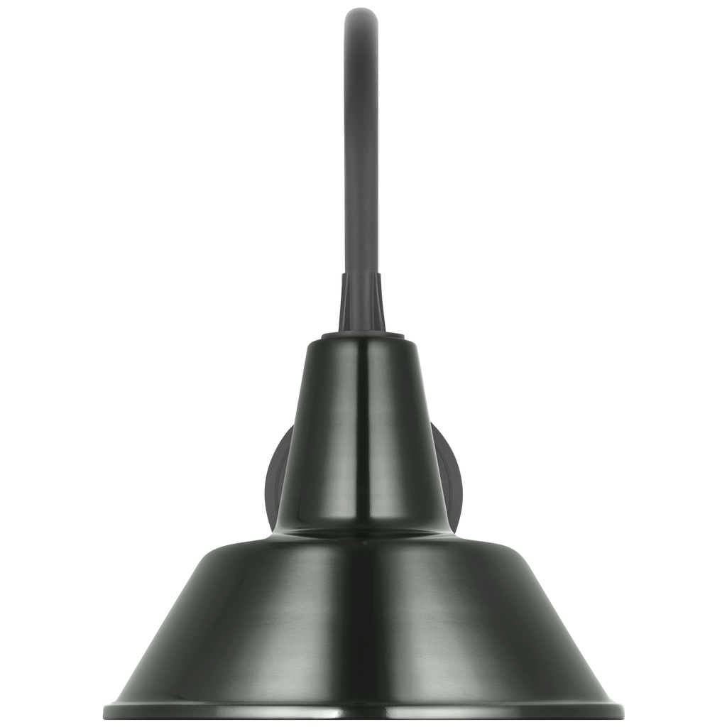Academy 11" Arched Mack Barn Light | Matte Black | 12.5 | 12.5" Green Bowers Shade