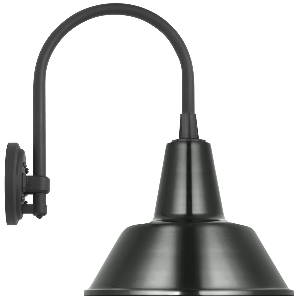 Academy 11" Arched Mack Barn Light | Matte Black | 12.5 | 12.5" Green Bowers Shade