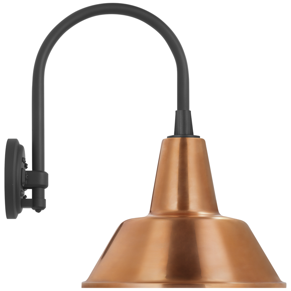 Academy 11" Arched Mack Barn Light | Matte Black | 12.5 | 12.5" Soft Copper Bowers Shade