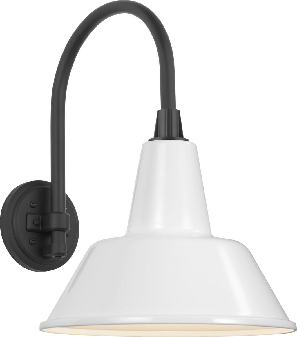 Academy 11" Arched Mack Barn Light | Matte Black | 12.5 | 12.5" White Bowers Shade