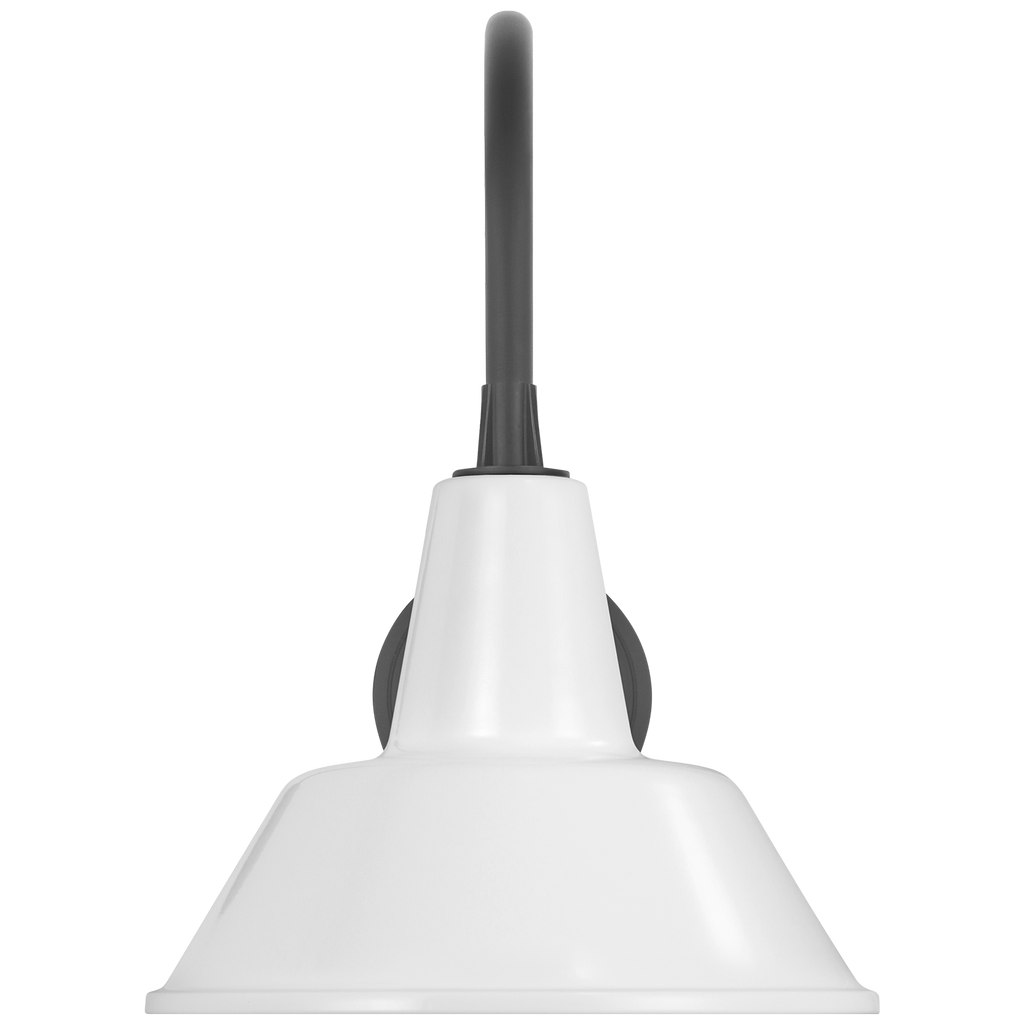 Academy 11" Arched Mack Barn Light | Matte Black | 12.5 | 12.5" White Bowers Shade