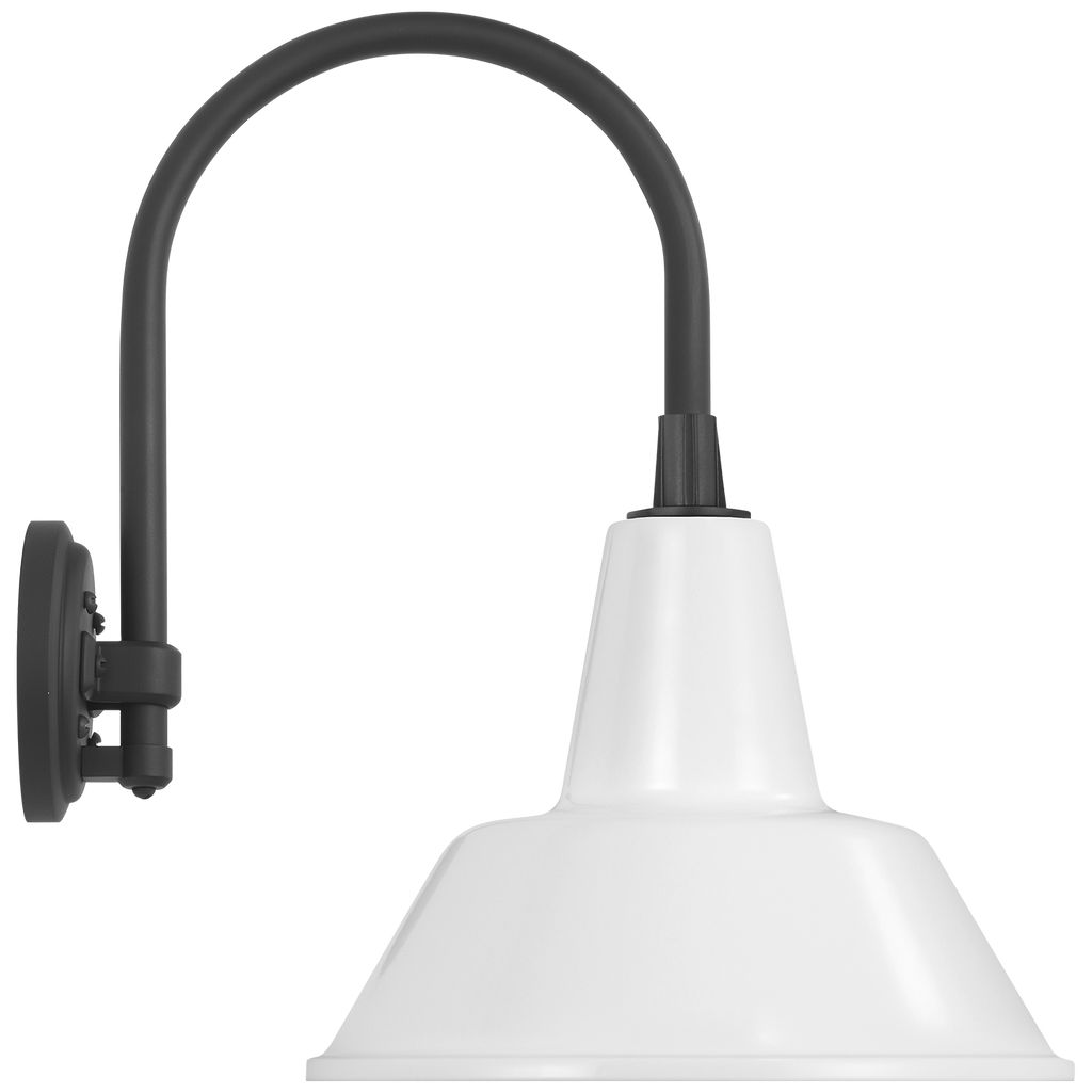 Academy 11" Arched Mack Barn Light | Matte Black | 12.5 | 12.5" White Bowers Shade