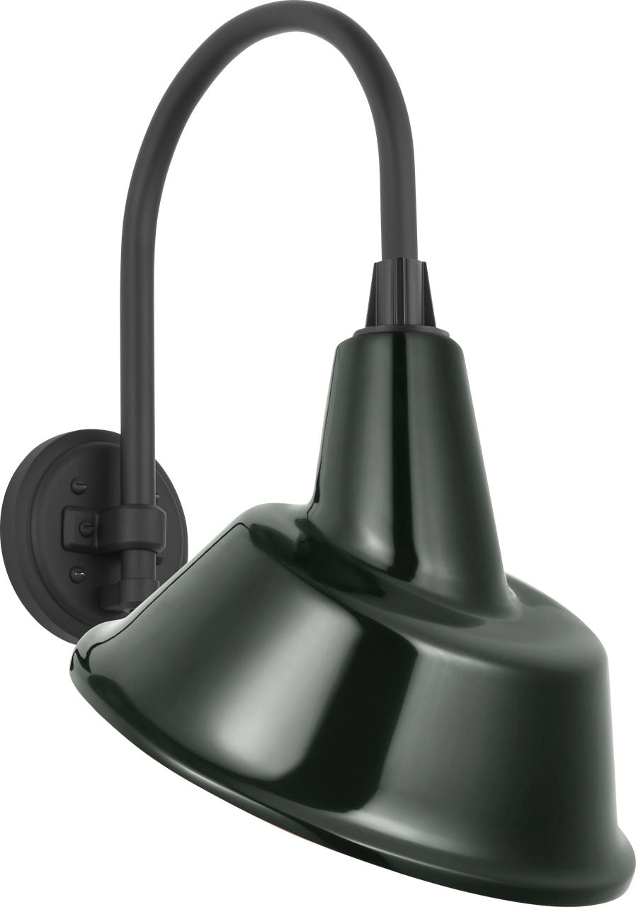 Academy 11" Arched Mack Barn Light | Matte Black | 12.5 | 12.5" Green Tilted Bowers Shade