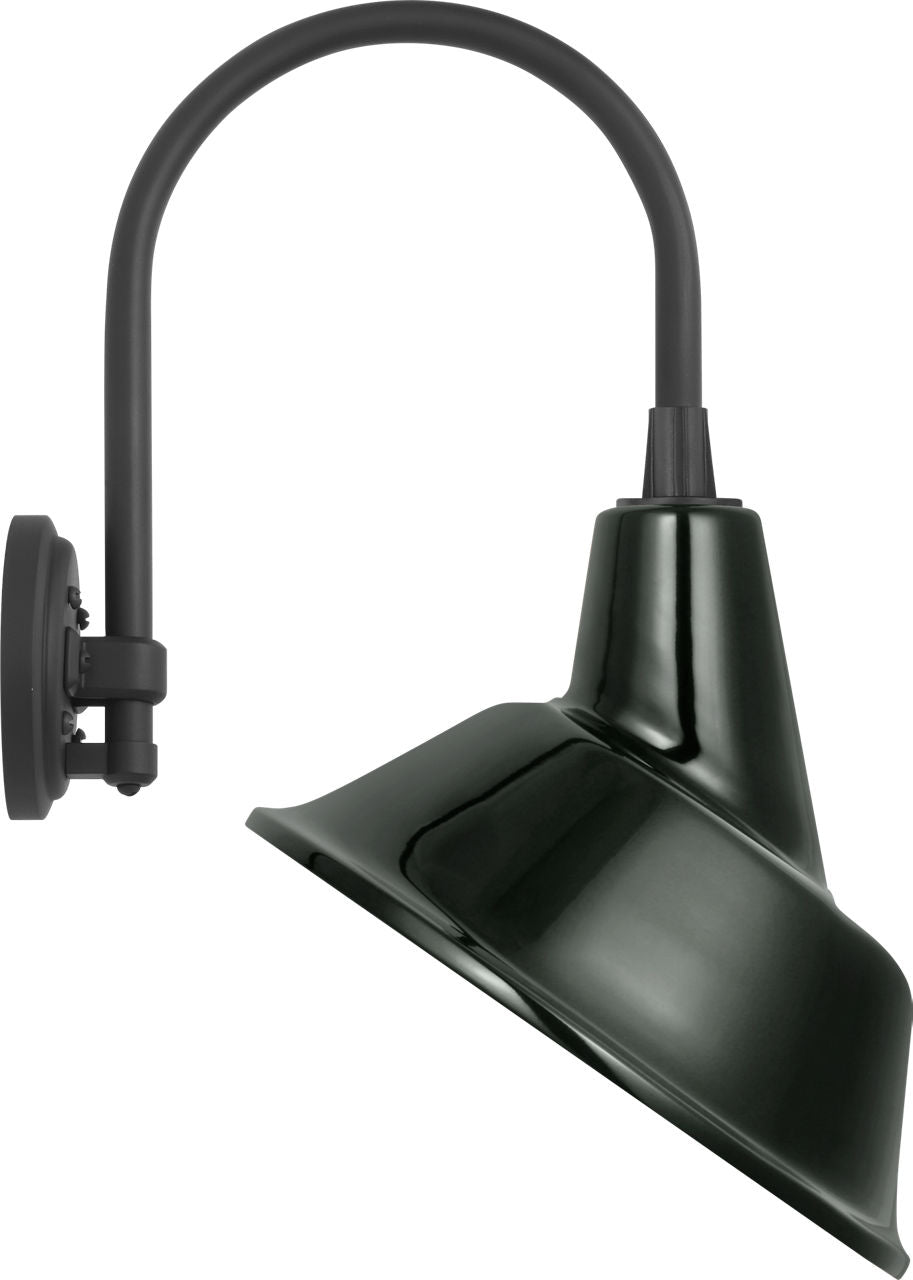 Academy 11" Arched Mack Barn Light | Matte Black | 12.5 | 12.5" Green Tilted Bowers Shade