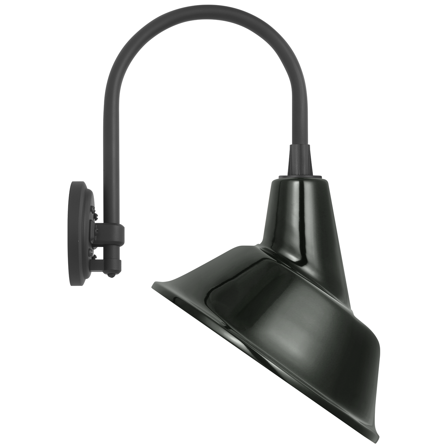 Academy 11" Arched Mack Barn Light | Matte Black | 12.5 | 12.5" Green Tilted Bowers Shade