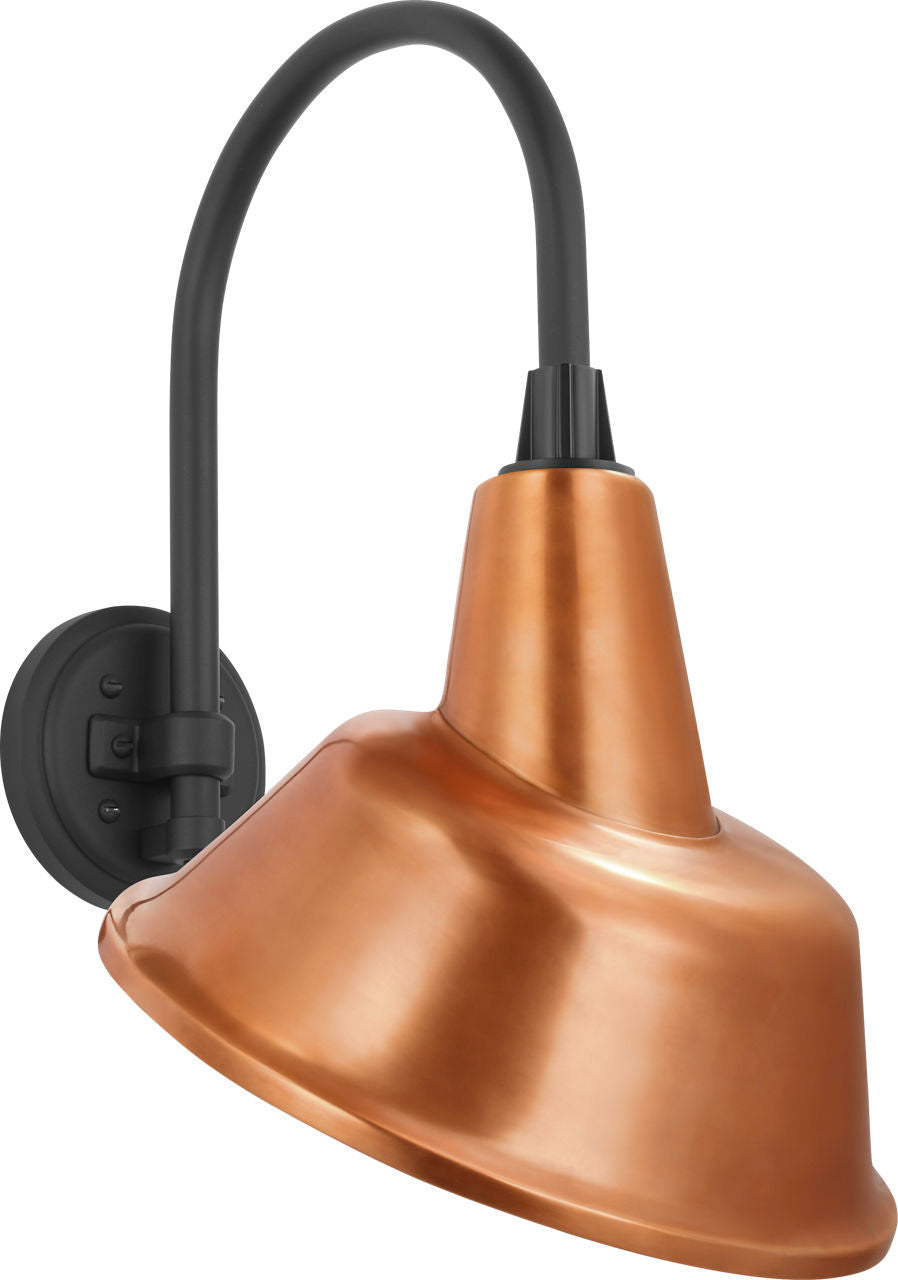 Academy 11" Arched Mack Barn Light | Matte Black | 12.5 | 12.5" Soft Copper Tilted Bowers Shade