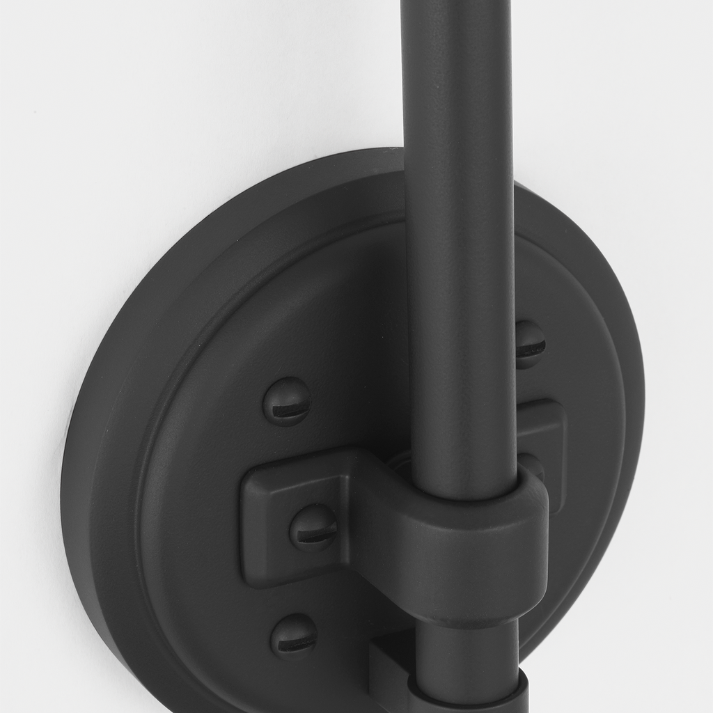 Academy 11" Arched Mack Barn Light | Matte Black | 12.5 | 12.5" Soft Copper Tilted Bowers Shade