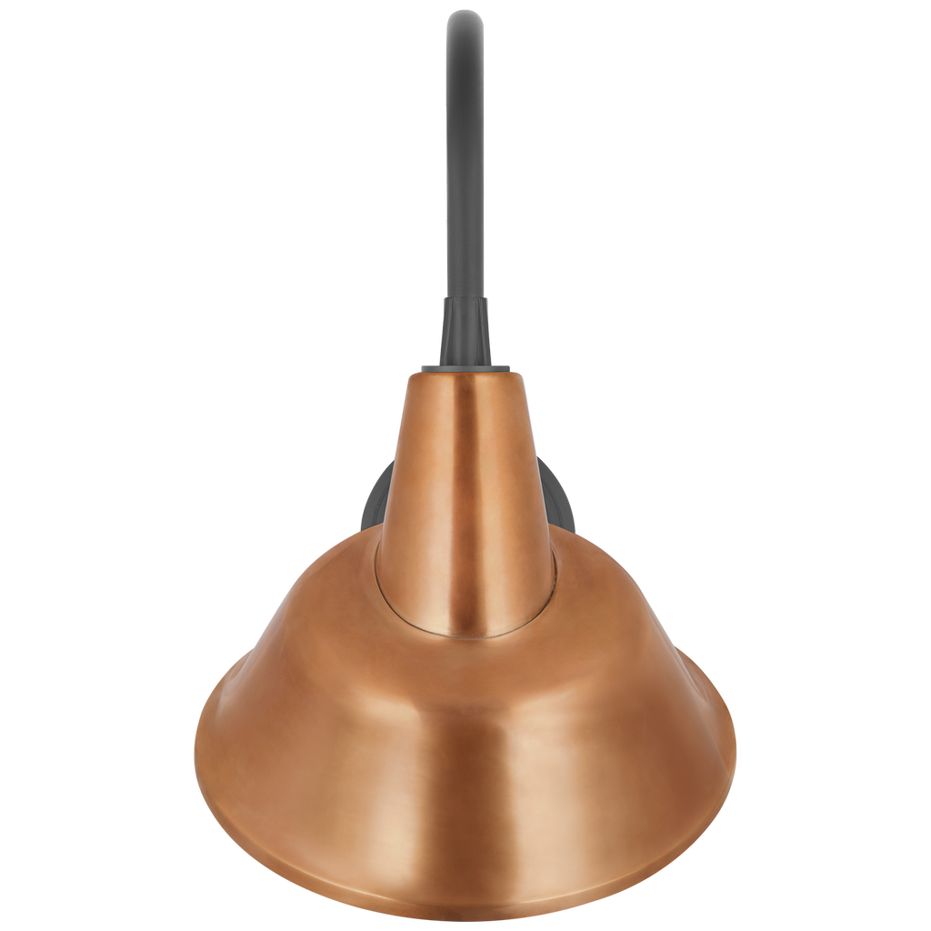 Academy 11" Arched Mack Barn Light | Matte Black | 12.5 | 12.5" Soft Copper Tilted Bowers Shade