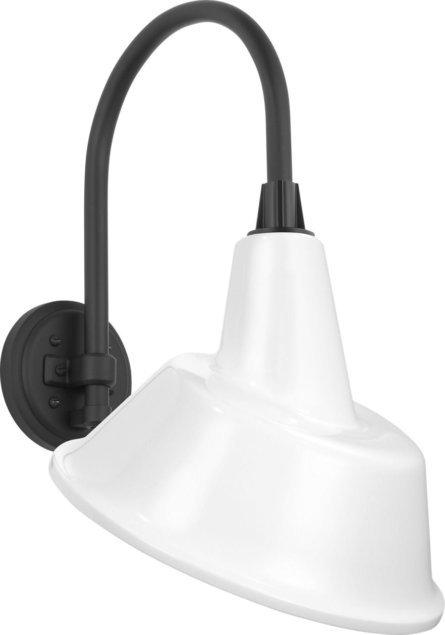 Academy 11" Arched Mack Barn Light | Matte Black | 12.5 | 12.5" White Tilted Bowers Shade