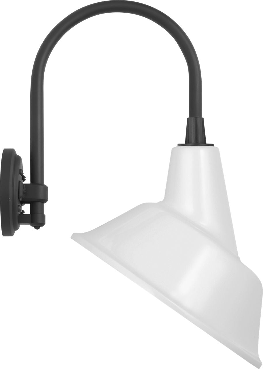 Academy 11" Arched Mack Barn Light | Matte Black | 12.5 | 12.5" White Tilted Bowers Shade